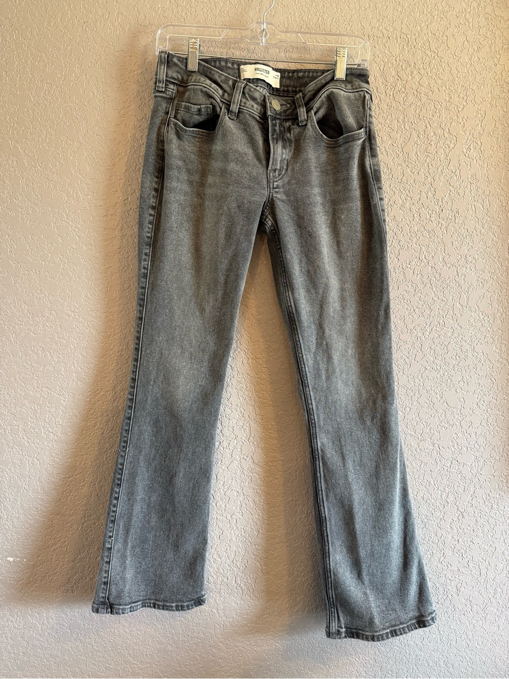 Hollister Washed Gray Low-Rise Boot Jeans